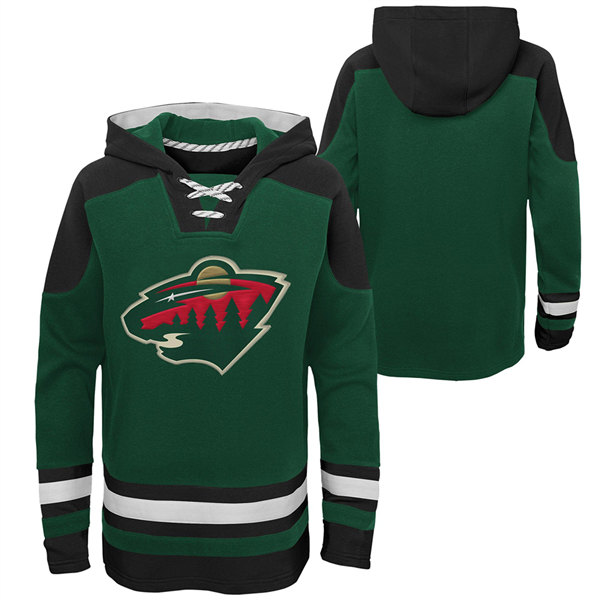 Men's Minnesota Wild Blank Green Ageless Must-Have Lace-Up Pullover Hoodie